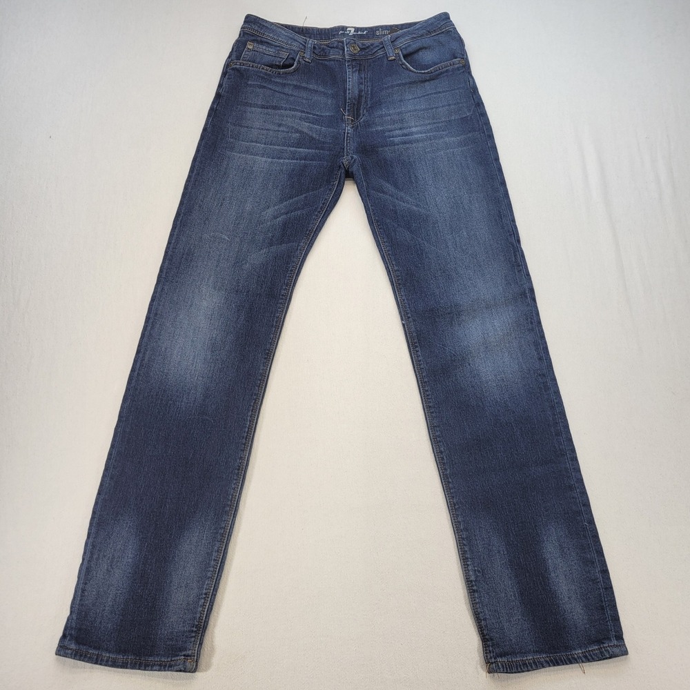 7 For All Mankind Slimmy Jeans Boys Size 16 Blue Dark Wash Slim Stretch Denim